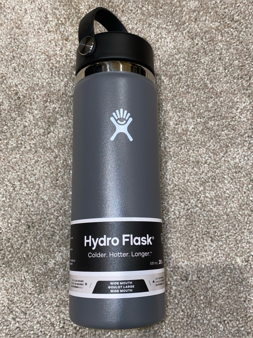 Hydro Flask 20 OZ Wide Mouth Water Bottle Stone Gray Brand New Cold Hot - Picture 2 of 6